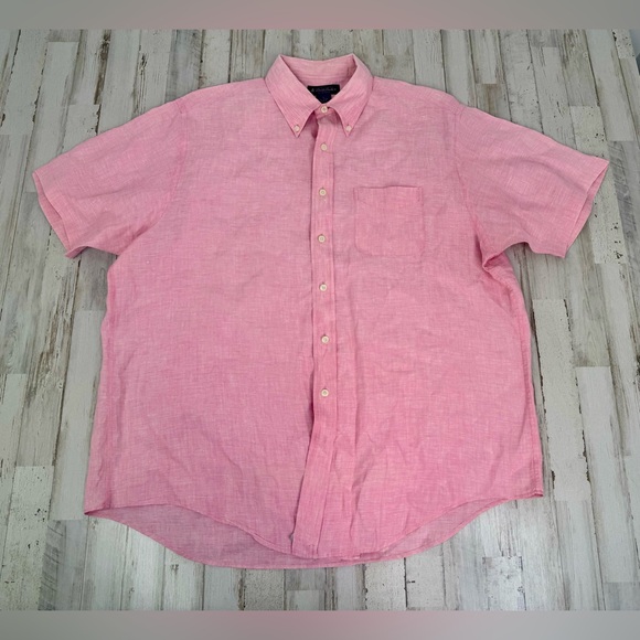Brooks Brothers Other - Brooks Brothers Button-Up Shirt Men XL Pink 100% Irish Linen Short Sleeve